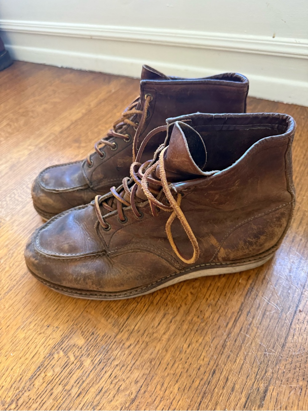Red Wing Shoes Brown Leather Moc Toe Lace-Up Boots